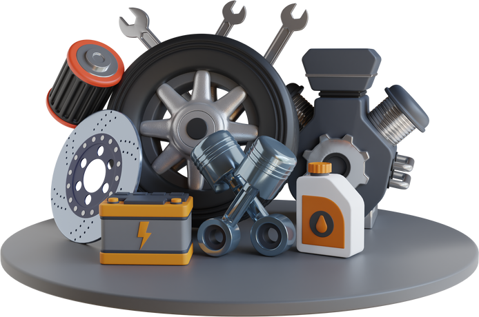 spare parts car 3d illustration