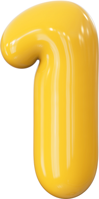 yellow number 1 bubble 3d render