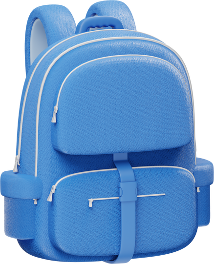 Blue Backpack 3D Icon