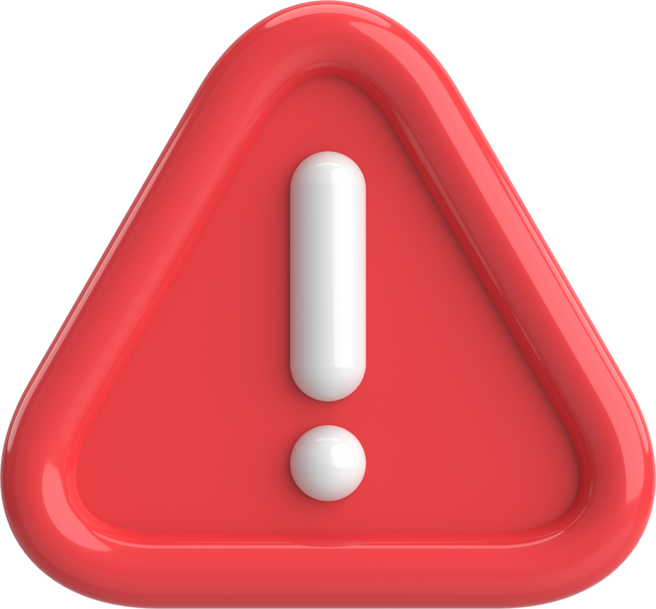 Warning sign. Exclamation mark. 3D illustration.